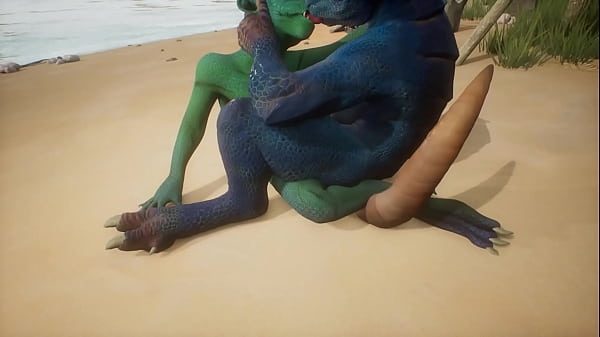 Two female lizards play with each others pussies - Wildlife