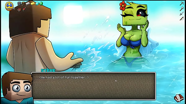 HornyCraft [Parody Hentai game PornPlay] Ep.21 the creeper girl gave us a public titjob on the beach before we gave her a first pussy creampie